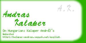 andras kalaper business card